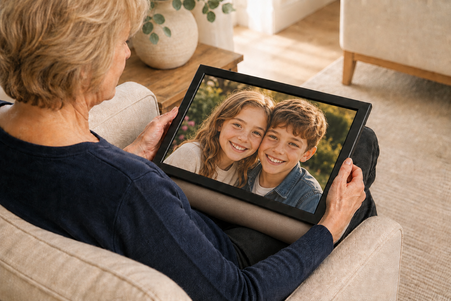 Personalisiertes Knietablett mit Familienfoto und Kissen