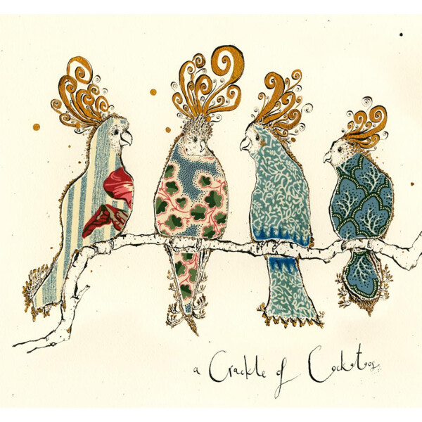 Anna Wright Grußkarte mit Umschlag Crackle of Cockatoos 15 x 15