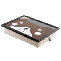 Andrew´s Knietablett Laptray mit Kissen Tablett für Laptop Happy Face Dog