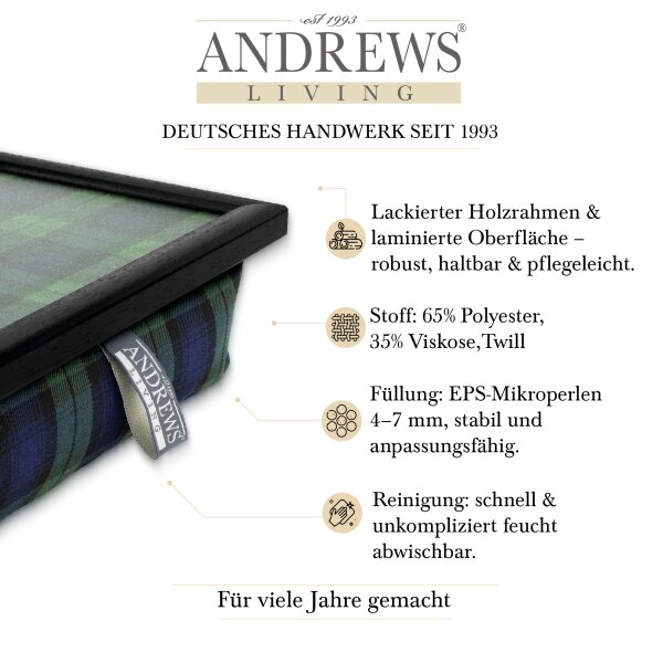 Knietablett mit Kissen Blackwatch Allover