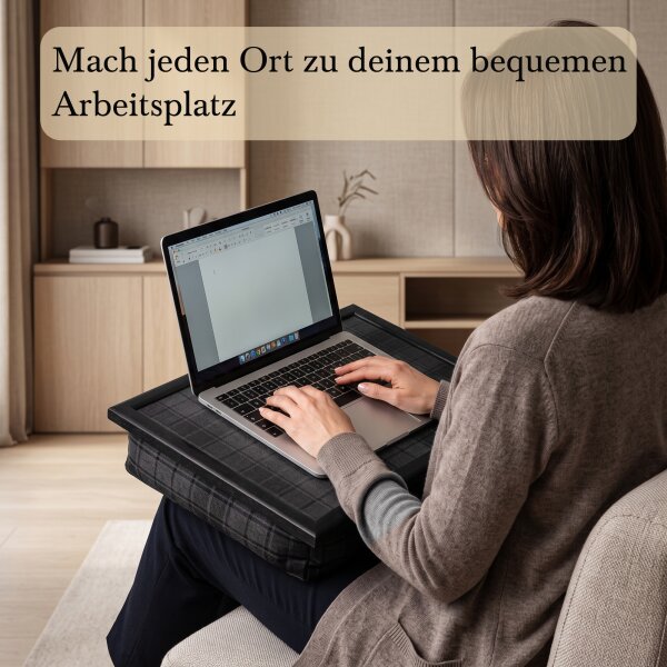 Knietablett mit Kissen Grey Highlander Allover