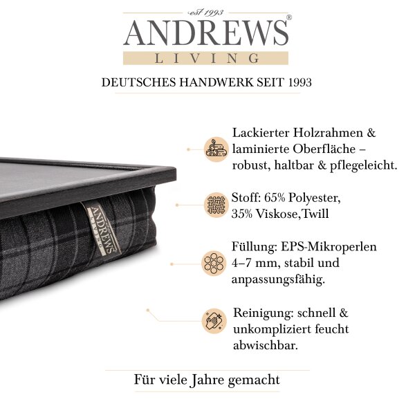 Knietablett mit Kissen Grey Highlander Allover