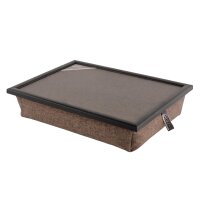 Knietablett mit Kissen Uni Schwarz-Beige