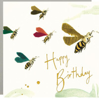 Anna Wright Grußkarte mit Umschlag Happy Birthday Bees 15 x 15 cm