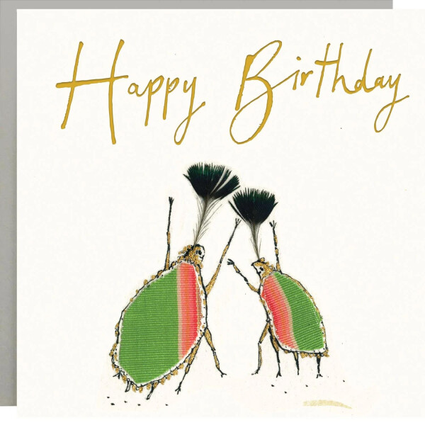 Anna Wright Grußkarte mit Umschlag Happy Birthday Bugs 15 x 15 cm