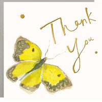 Anna Wright Grußkarte mit Umschlag Yellow Butterfly Thank You 15 x 15 cm