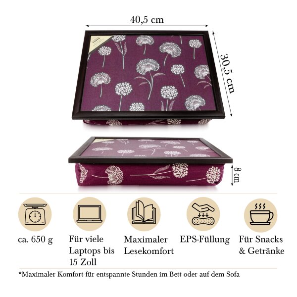 Knietablett mit Kissen Dandelion Bordeaux