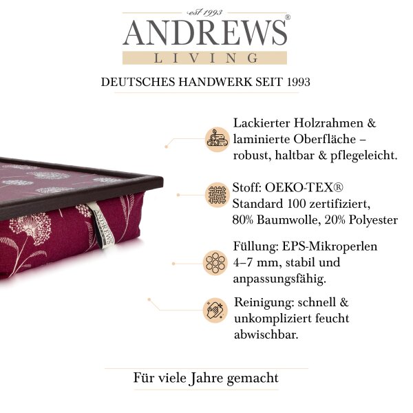 Knietablett mit Kissen Dandelion Bordeaux