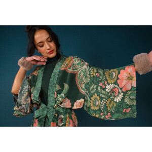 Kimono lang Folk Art Floral Gown - Fern