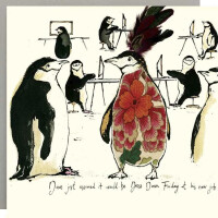Anna Wright Grußkarte mit Umschlag Dress Down Dave Penguin Card