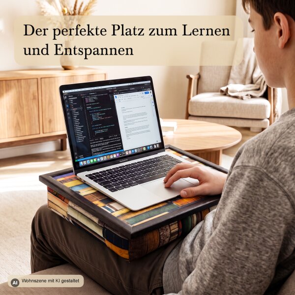 Knietablett mit Kissen Book Pile