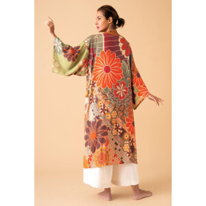 Kimono lang 70s Kaleidoscope Floral Kimono Gown in Sage