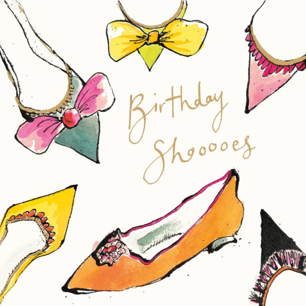 Anna Wright Grußkarte mit Umschlag Birthday Shoooes Gold 15 x 15