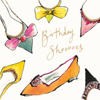 Anna Wright Grußkarte mit Umschlag Birthday Shoooes Gold 15 x 15