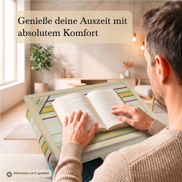 Knietablett mit Kissen Yellow Stripe