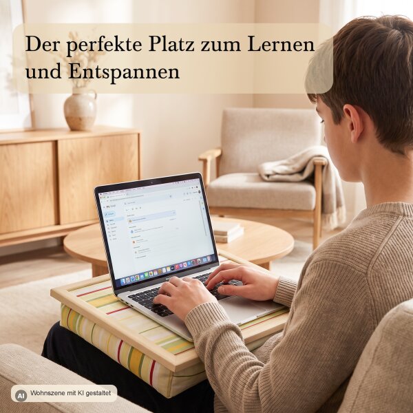 Knietablett mit Kissen Yellow Stripe