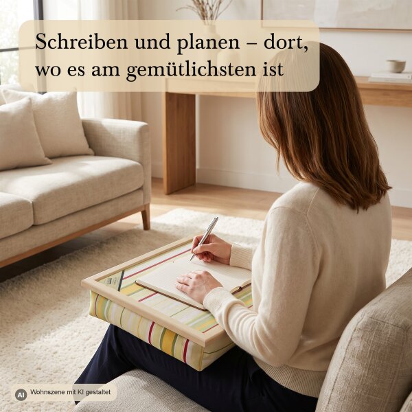 Knietablett mit Kissen Yellow Stripe
