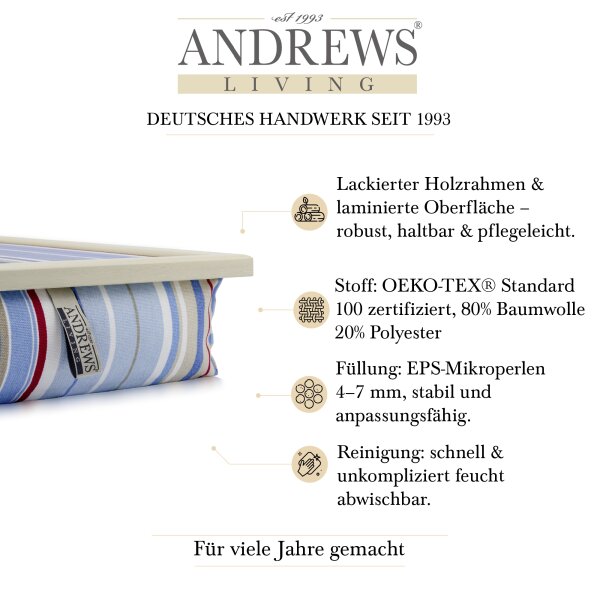 Knietablett mit Kissen Blue Stripe