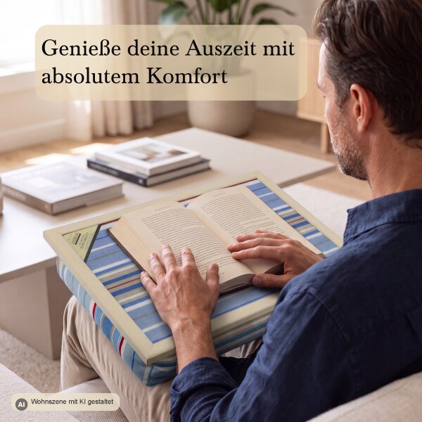 Knietablett mit Kissen Blue Stripe