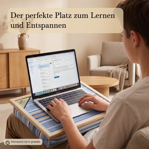 Knietablett mit Kissen Blue Stripe