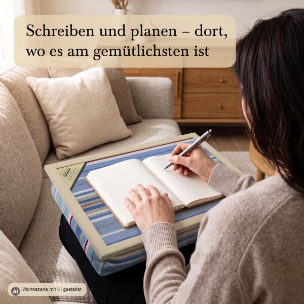 Knietablett mit Kissen Blue Stripe