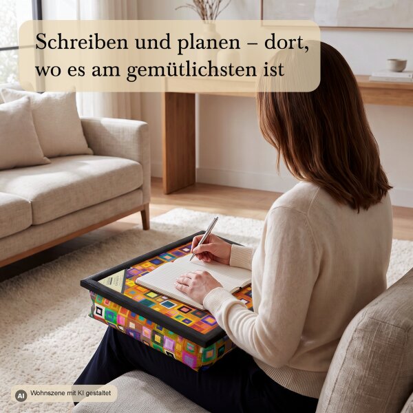 Knietablett mit Kissen Cubic Art