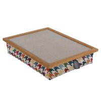 Premium Knietablett mit Kissen - Hahnentritt  beige