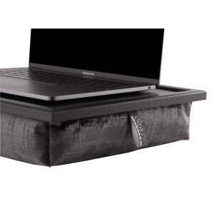 Andrew´s Knietablett Laptray mit Kissen Tablett für Laptop Stoff uni natur / OF schwarz
