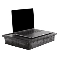 Andrew´s Knietablett Laptray mit Kissen Tablett für Laptop Stoff uni natur / OF schwarz