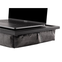 Andrew´s Knietablett Laptray mit Kissen Tablett für Laptop Stoff Uni Natur/OF Uni Natur/Rahmen eichefarben
